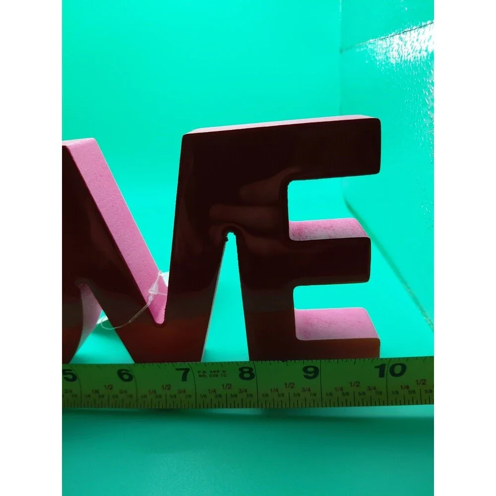 Love Sign Wooden Blocks V-Day Gift Freestanding Love Red N Pink